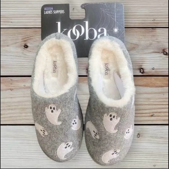 NWT Kooba Memory Foam Faux Fur Cute Ghost Slippers - Size Medium (6 1/2 - 7 1/2) - Picture 1 of 1